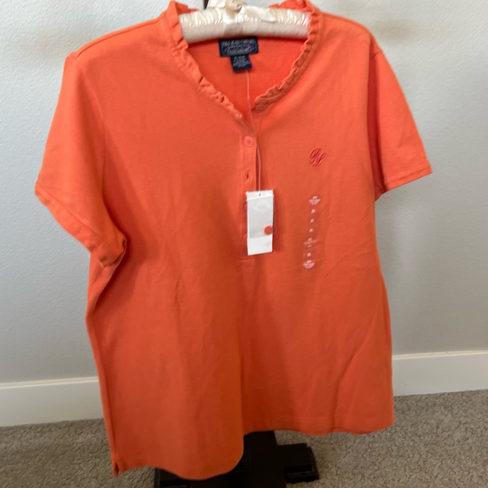 New Polo Jeans Company.Ralph Lauren solid orange cotton polo shirt size XL